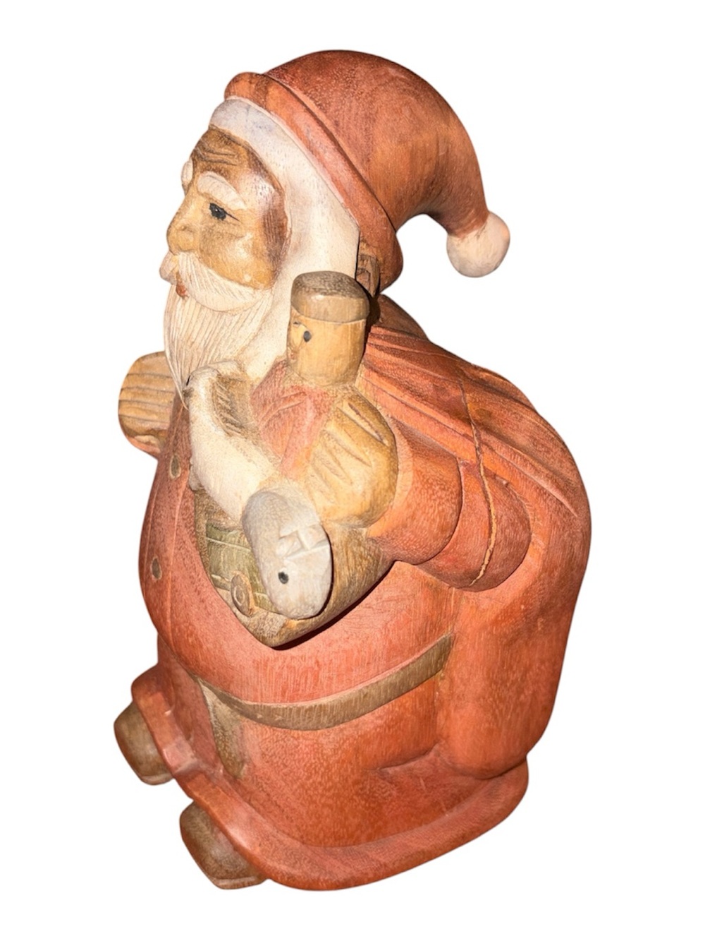 1930's Old Primitive Folk Art Hand Carved Wooden Santa Claus 10” - Picture 2 of 5